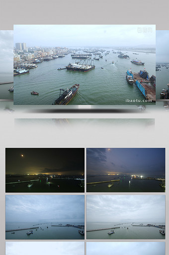 繁忙的渔港渔船进出港延时摄影4K高清实拍图片