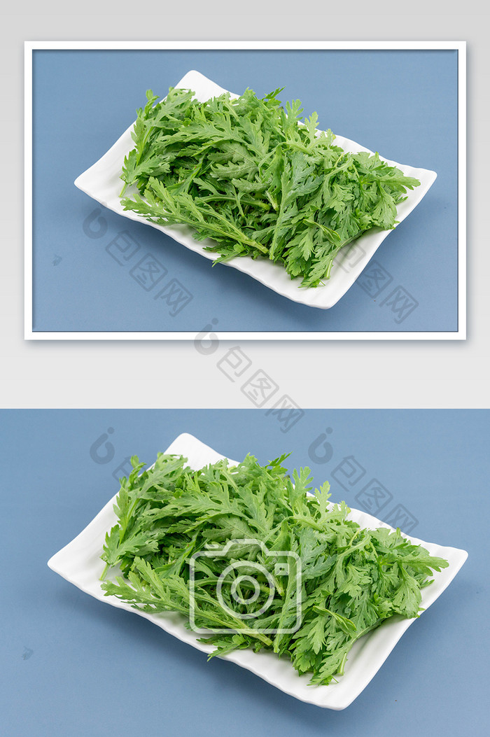 一盘茼蒿蔬菜摄影图