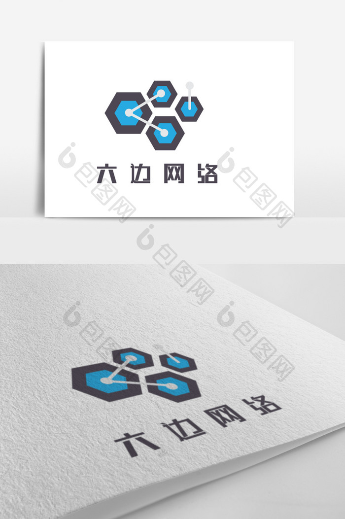 多边形连接网络科技创意logo设计