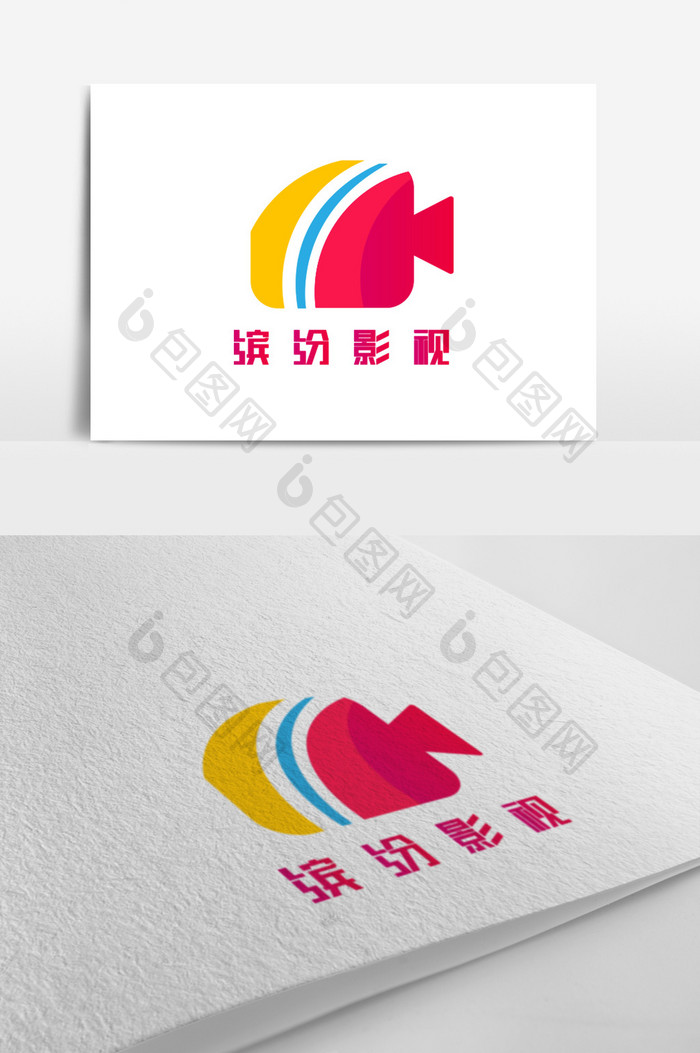 彩色热带鱼影视创意logo设计