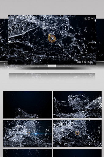 喷溅上升的液体水流logo标志AE模板图片