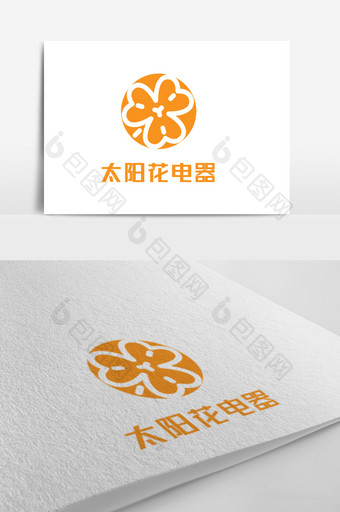 橙色花朵电器小家电百货创意logo设计图片