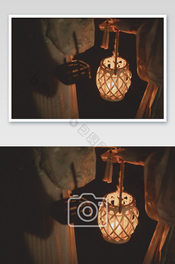 夜间游园照明灯笼摄影图