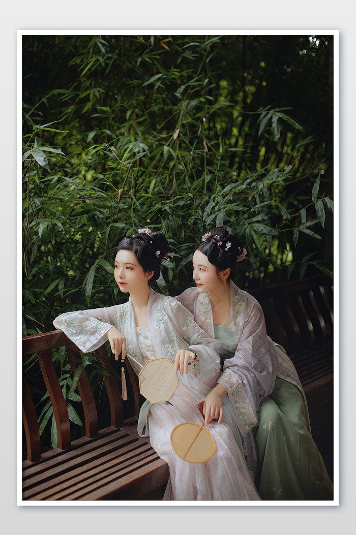 古装汉服美女姐妹游园