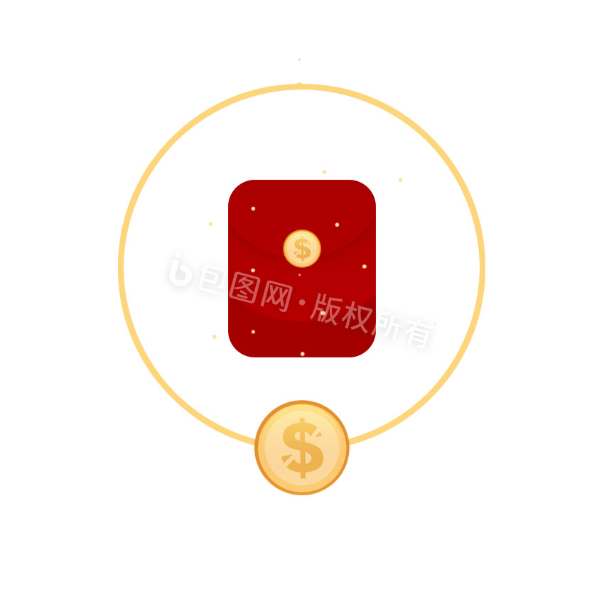 红色金币红包加载GIF小动画图片