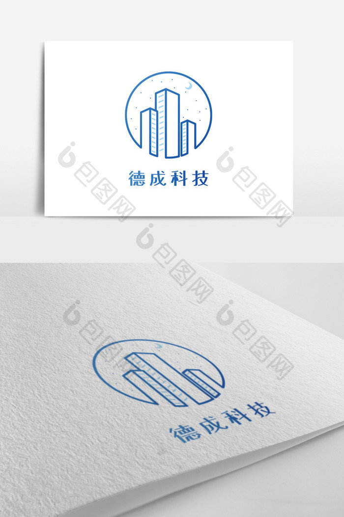 蓝色城市线条科技创意logo设计