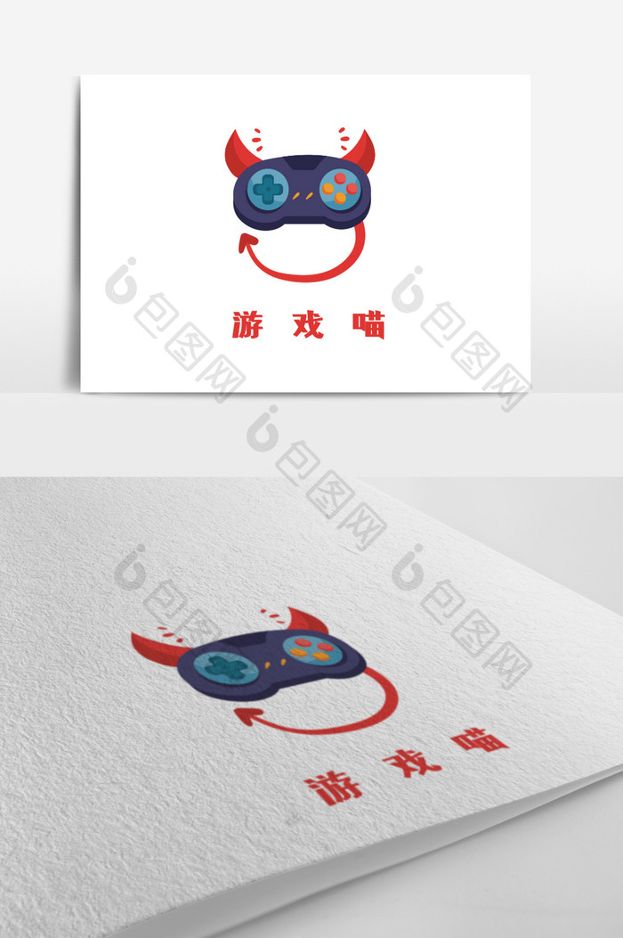 抽象猫手柄游戏创意logo设计