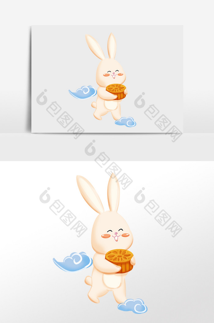 中秋节玉兔抱月饼图片图片