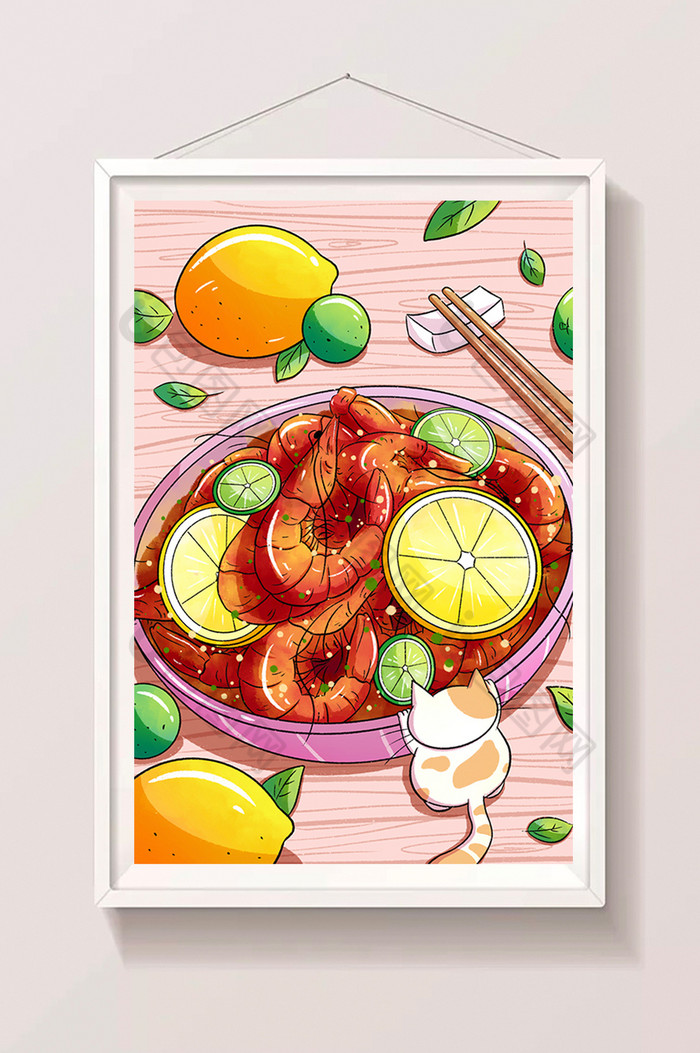 美味麻辣龙虾插画图片图片