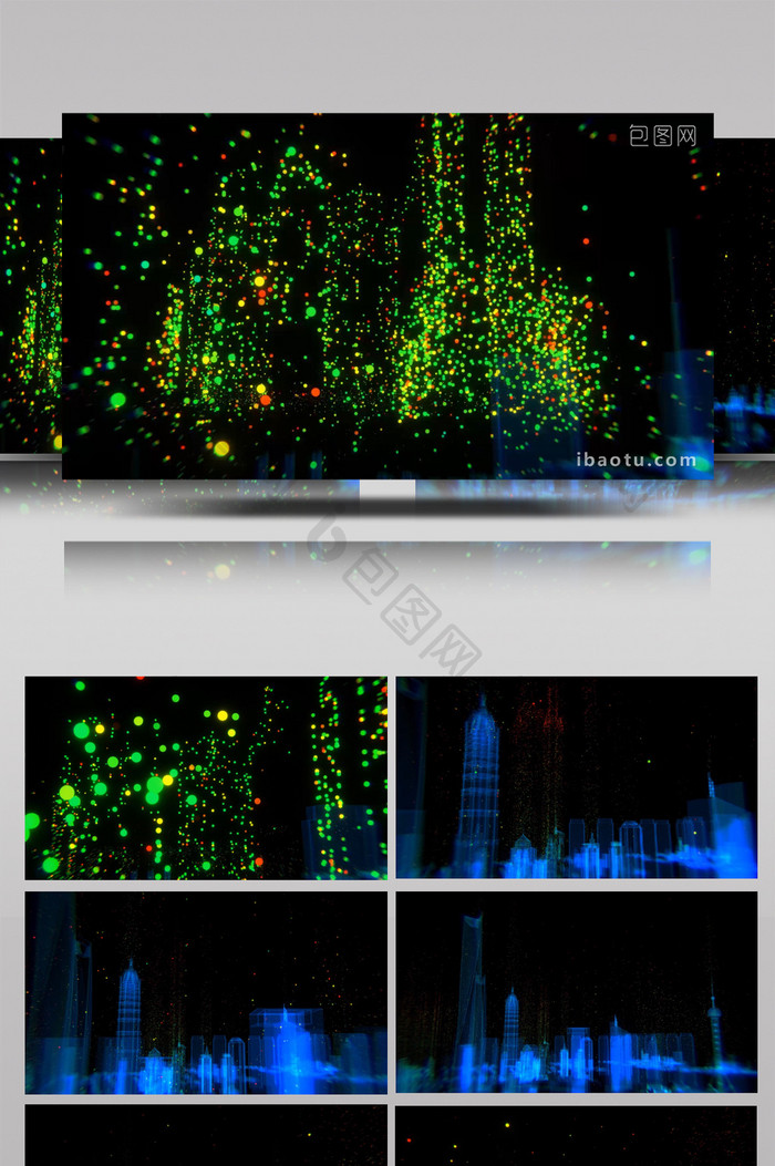 4K粒子奇幻瑰丽霓虹灯色彩之城视频素材