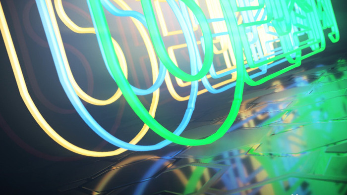 彩色霓虹线圈3D标志演绎动画片头AE模板