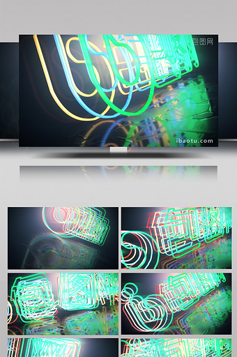 彩色霓虹线圈3D标志演绎动画片头AE模板图片