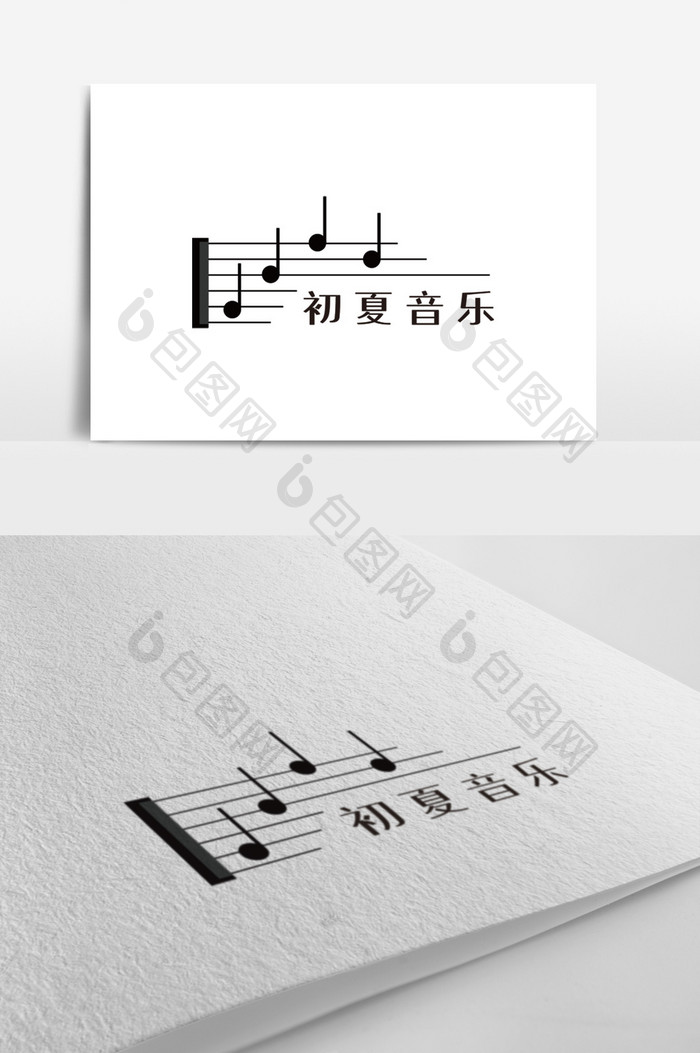 清新音符五线谱音乐教育创意logo设计