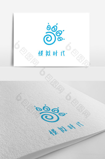 蓝色动物爪印游戏创意logo设计图片