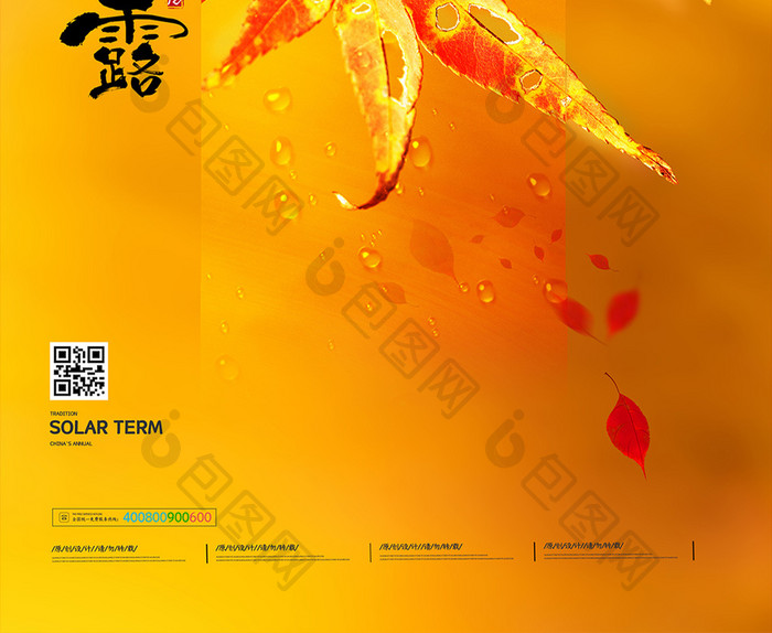 黄色枫叶摄影白露节气海报