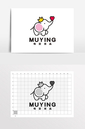 母婴小象可爱童装logo标志vi图片下载