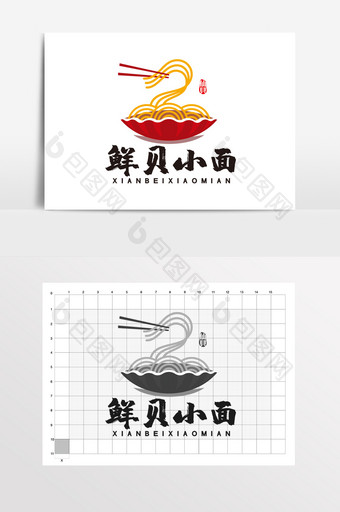 仙贝小面馆面条贝壳LOGO标志VI图片