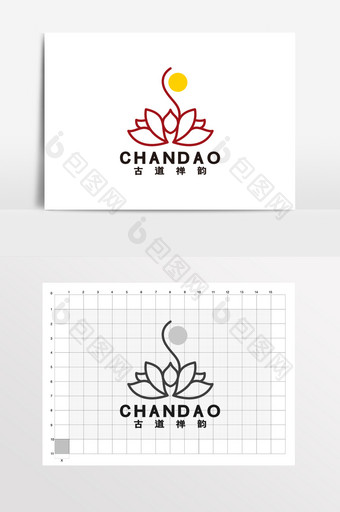 莲花禅韵茶道寺院LOGO标志VI图片