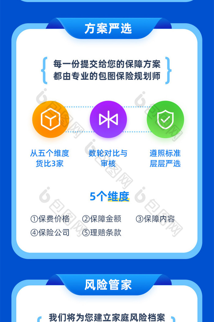 蓝色简约保险理财h5活动长图