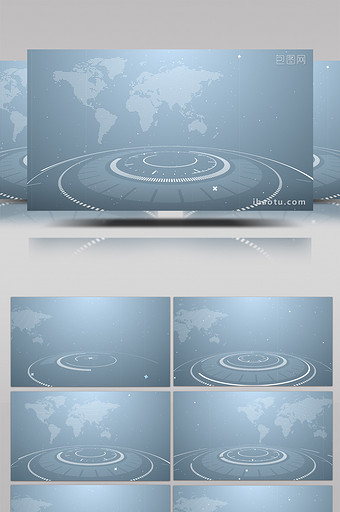 白色科技感HUD粒子空间世界地图背景视频图片