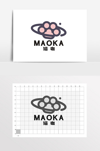 猫咖宠物店咖奶茶店猫抓logo标志vi图片下载