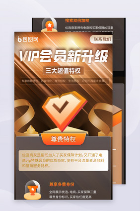 金色质感电商黄金会员VIP开通H5长图