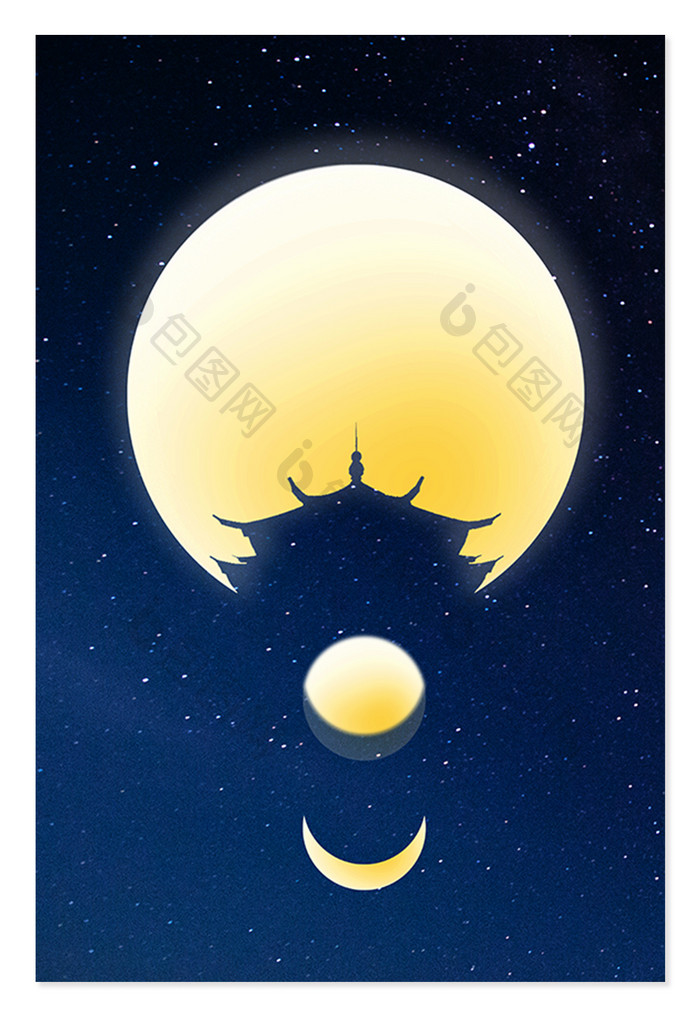 简约古风中秋节夜空月圆月亮背景