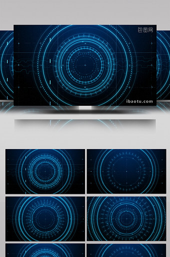 蓝色科技感HUD环形粒子网格穿梭背景视频图片