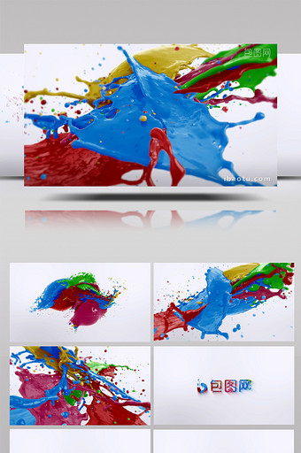 彩色液体颜料喷溅logo揭示动画AE模板图片