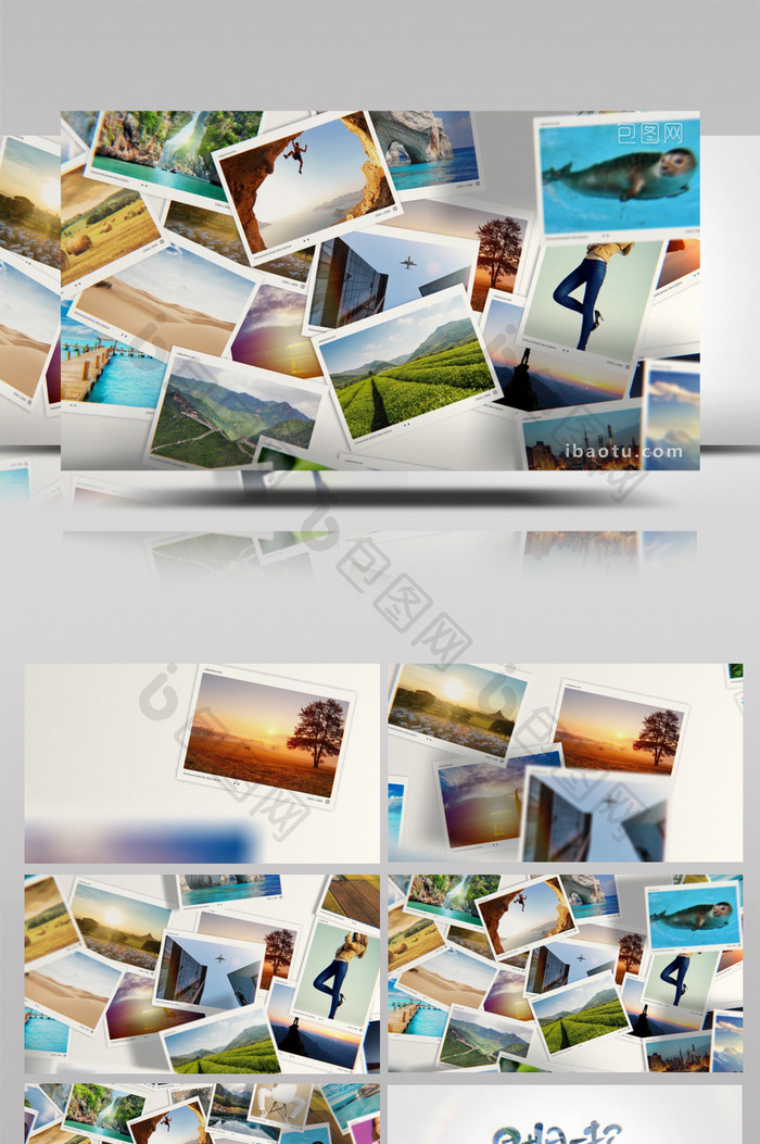 照片掉落堆叠照片墙logo片头AE模板