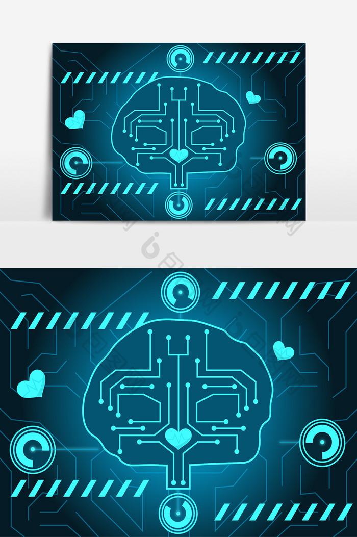 脑子脑袋国际脑健康日科技感器官健康矢量