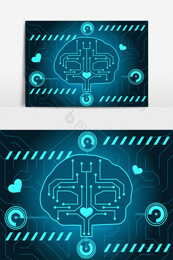 脑子脑袋国际脑健康日科技感器官健康矢量图片