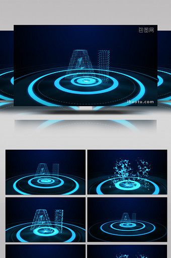 蓝色科技感HUD人工智能AI粒子背景视频图片