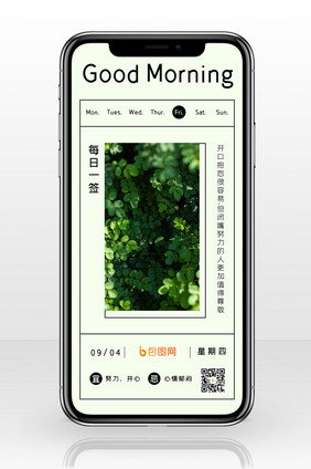 简约清新每日一签早安植物生长手机配图