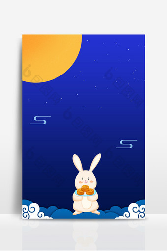 中国风大气中秋节月圆玉兔海报背景图片