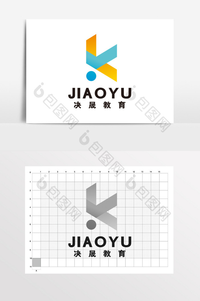 早教教育字母K学校科技LOGO标志VI