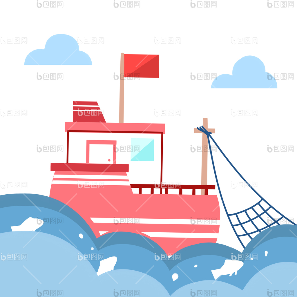 航海海边渔船轮船元素小动画gif动图下载-包图网