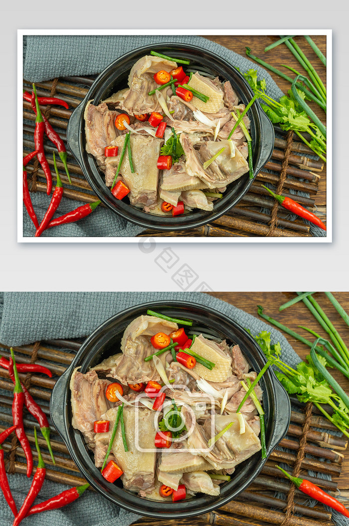 餐饮美食砂锅清炖鸭摄影图