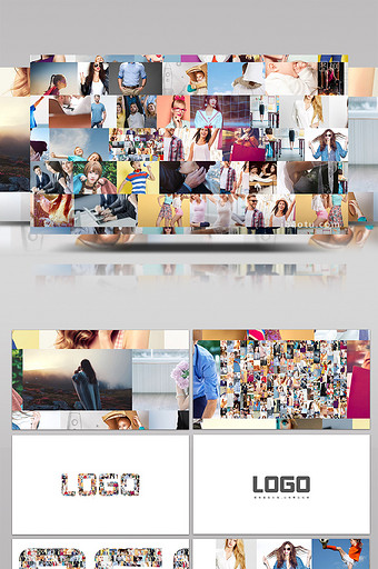 简洁无限变焦100张照片墙AE模板图片