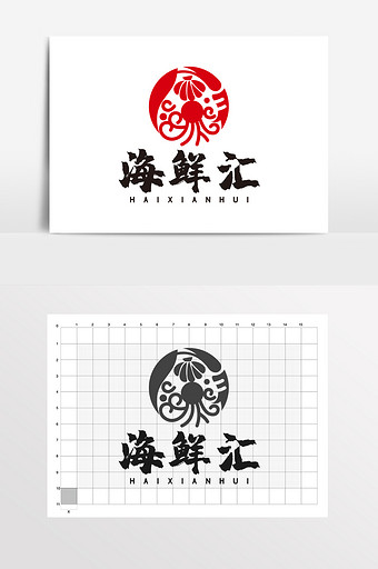 海鲜汇海鲜大排档零食餐饮logo标志vi
