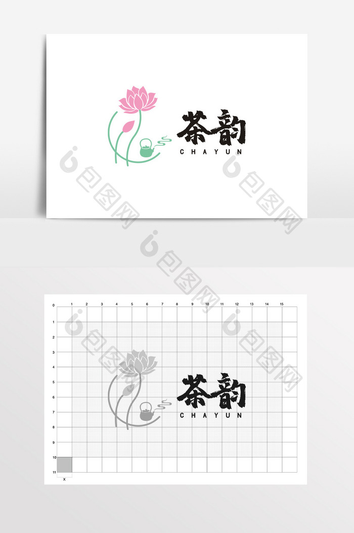 茶韵茶道民宿莲花茶楼LOGO标志VI