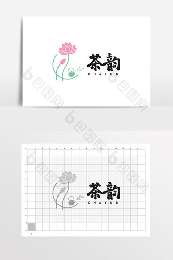 茶韵茶道民宿莲花茶楼LOGO标志VI图片