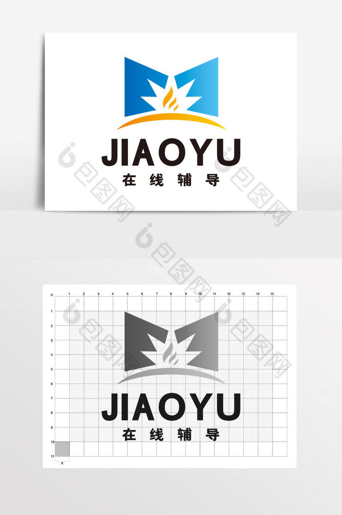 在线辅导教育早教书本LOGO标志VI图片图片