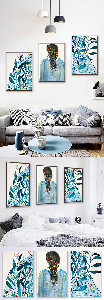 手绘简约清新北欧装饰画