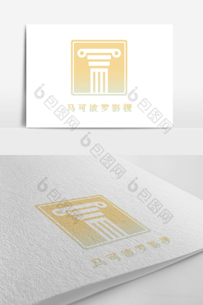 复古罗马柱影视娱乐创意logo设计