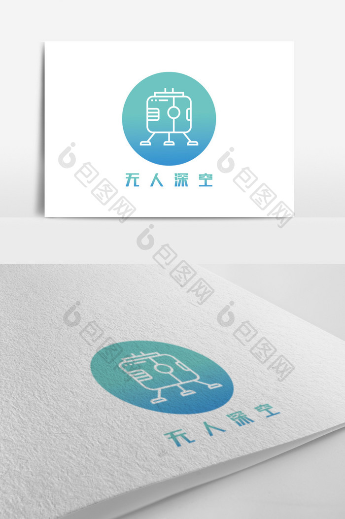 蓝色渐变外空游戏创意logo设计