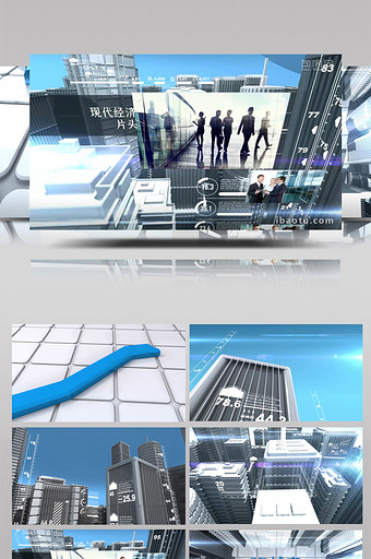 3D城市建筑物群现代经济片头动画AE模板图片