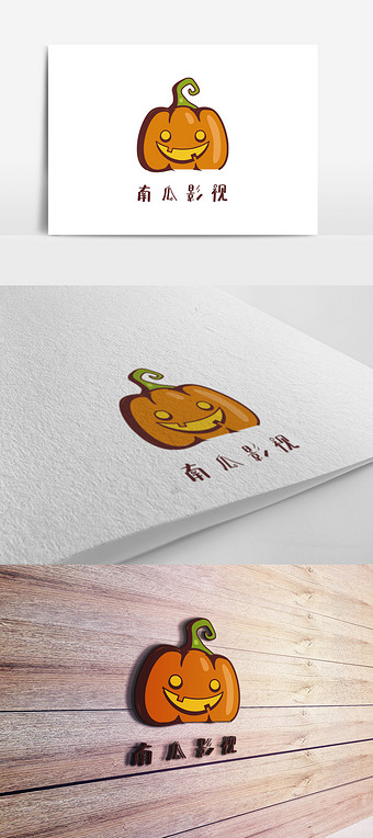 橙色南瓜头影视创意logo设计