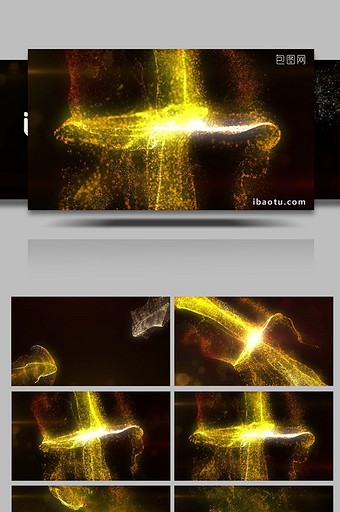梦幻金色流体粒子碰撞LOGO片头PR模板图片