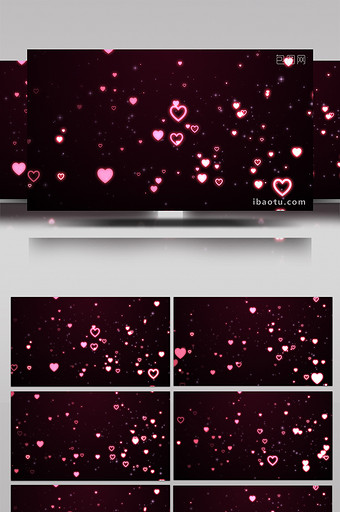 浪漫唯美粉红色爱心升起粒子动画背景视频图片